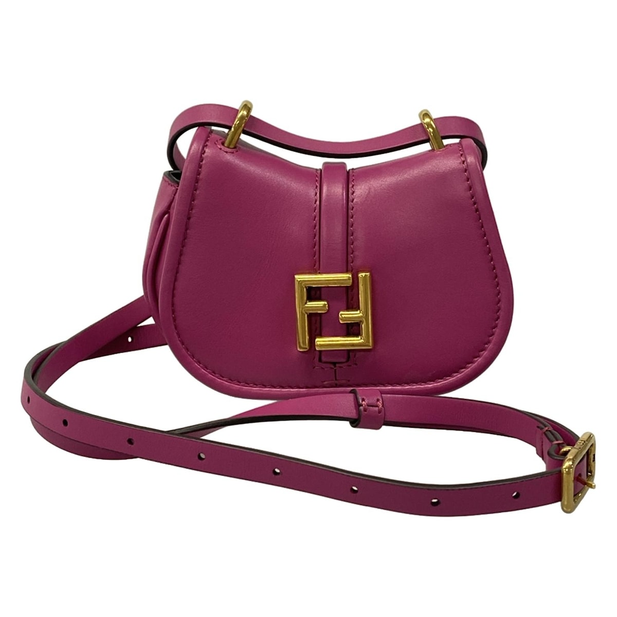 【新着】【中古】FENDI(フェンディ) カモン ナノ ショルダーバッグ ミニバッグ/ストラップ着脱可/2way パープル レザー
