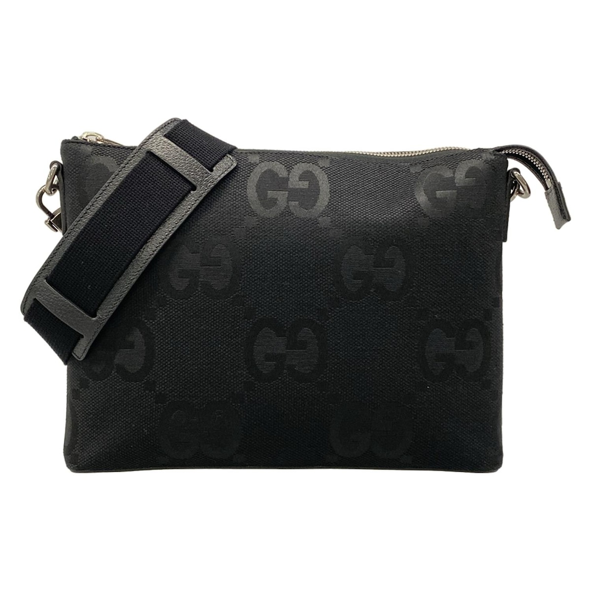 【新着】【中古】GUCCI(グッチ) ジャンボGGミディアムメッセンジャーバッグ ショルダーバッグ 同盟罷工さあ美着脱可 黒 なめし革