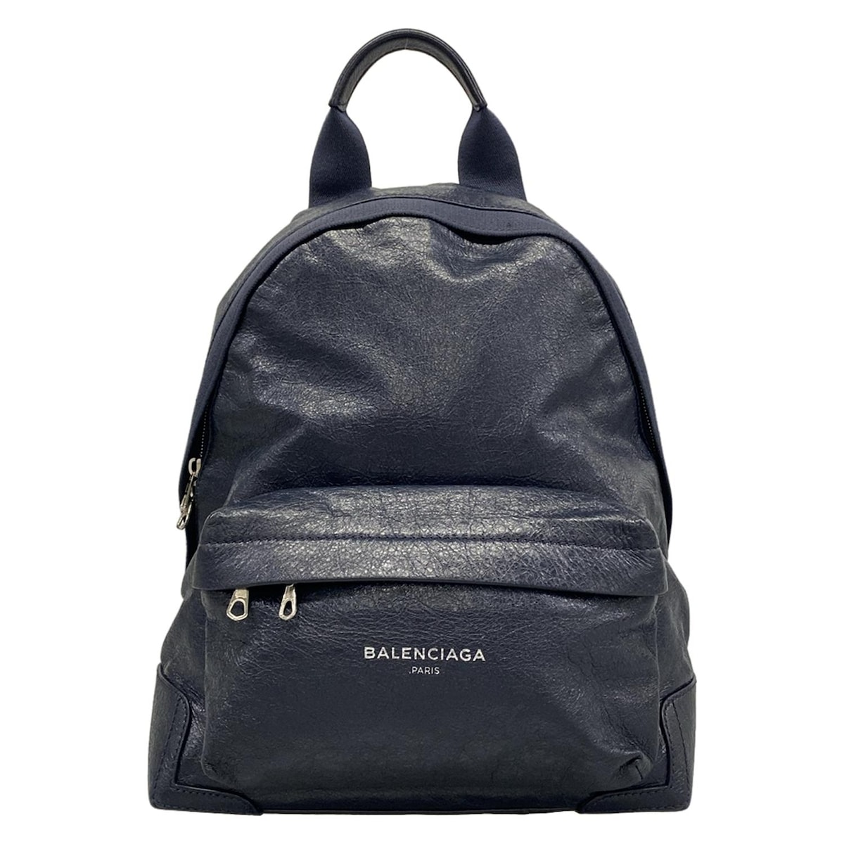 【新着】【中古】BALENCIAGA(バレンシアガ) ネイビーバックパック 背嚢 ダークネイビー なめし革