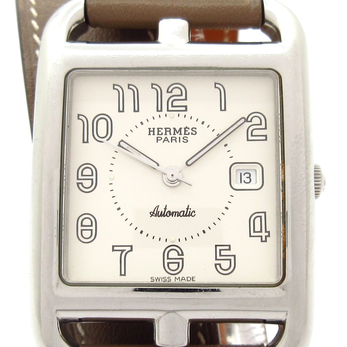【新着】【中古】HERMES(エルメス) ケープコッド ドゥブルトゥール 腕時計 SS/革ベルト/2重巻き/□K シルバー