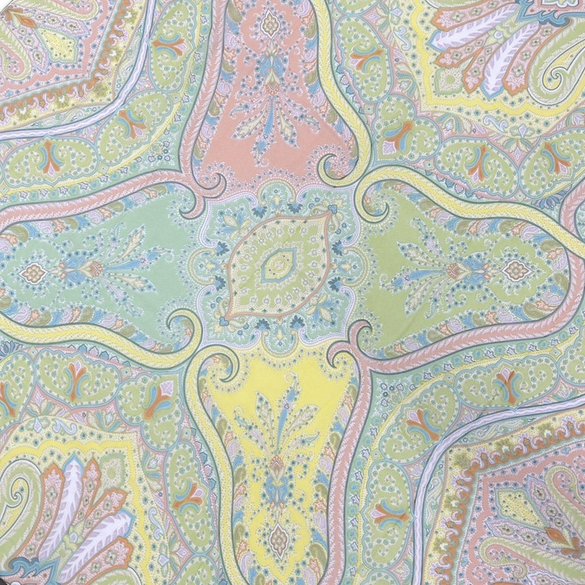 【新着】【中古】ETRO(エトロ) スカーフ ペイズリー柄/シースルー ライトグリーン×イエロー×マルチ