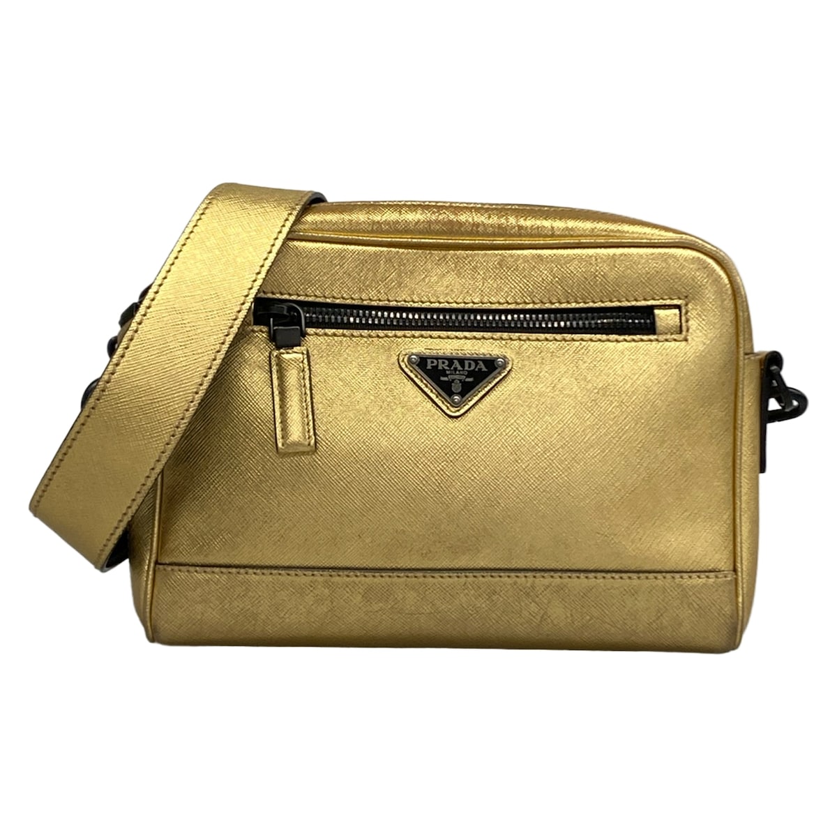 【新着】【中古】PRADA(プラダ) ショルダーバッグ ゴールド なめし革