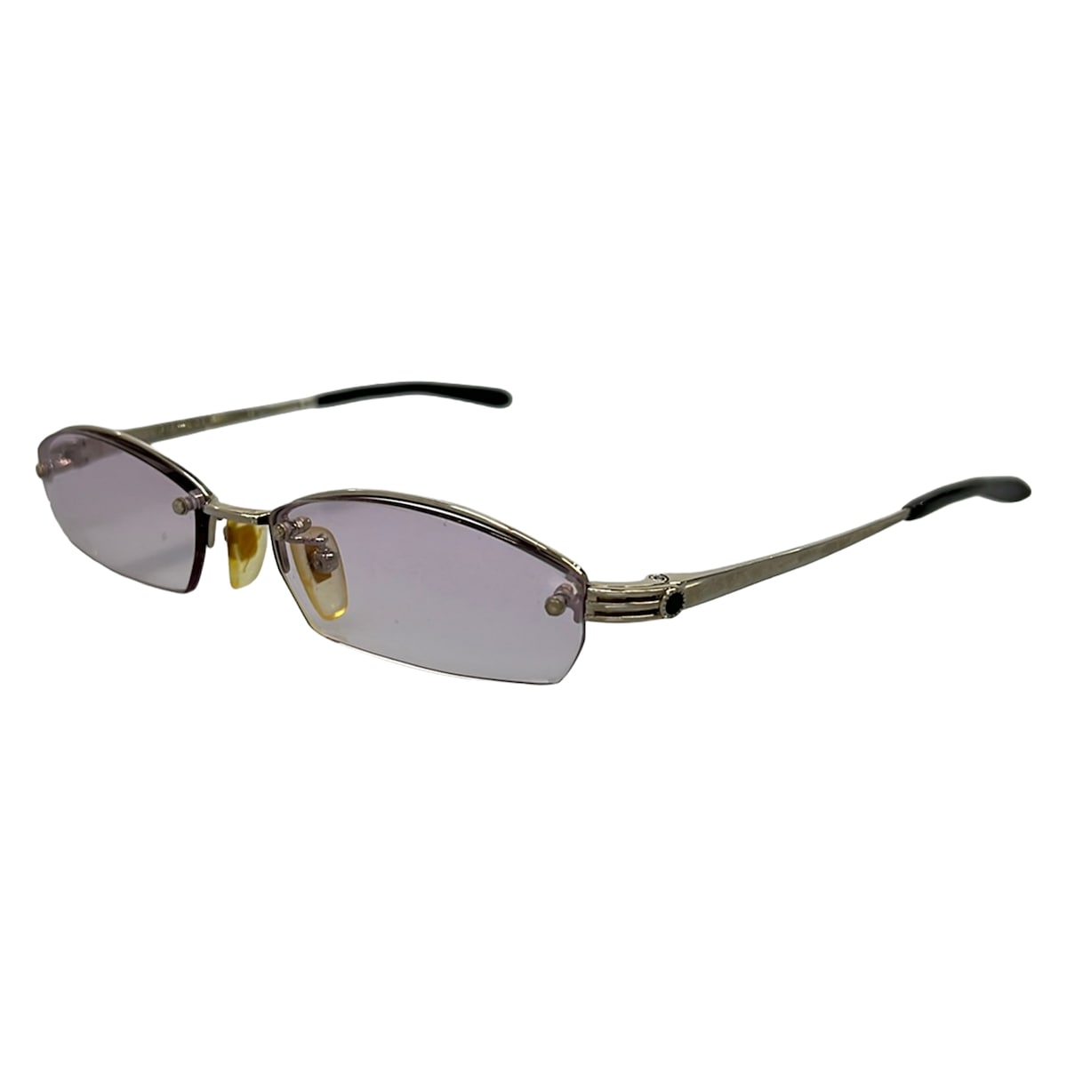 【中古】BVLGARI(ブルガリ) ブルガリブルガリ 黒眼鏡 二分の一リム ライトパープル×しろがね色×黒