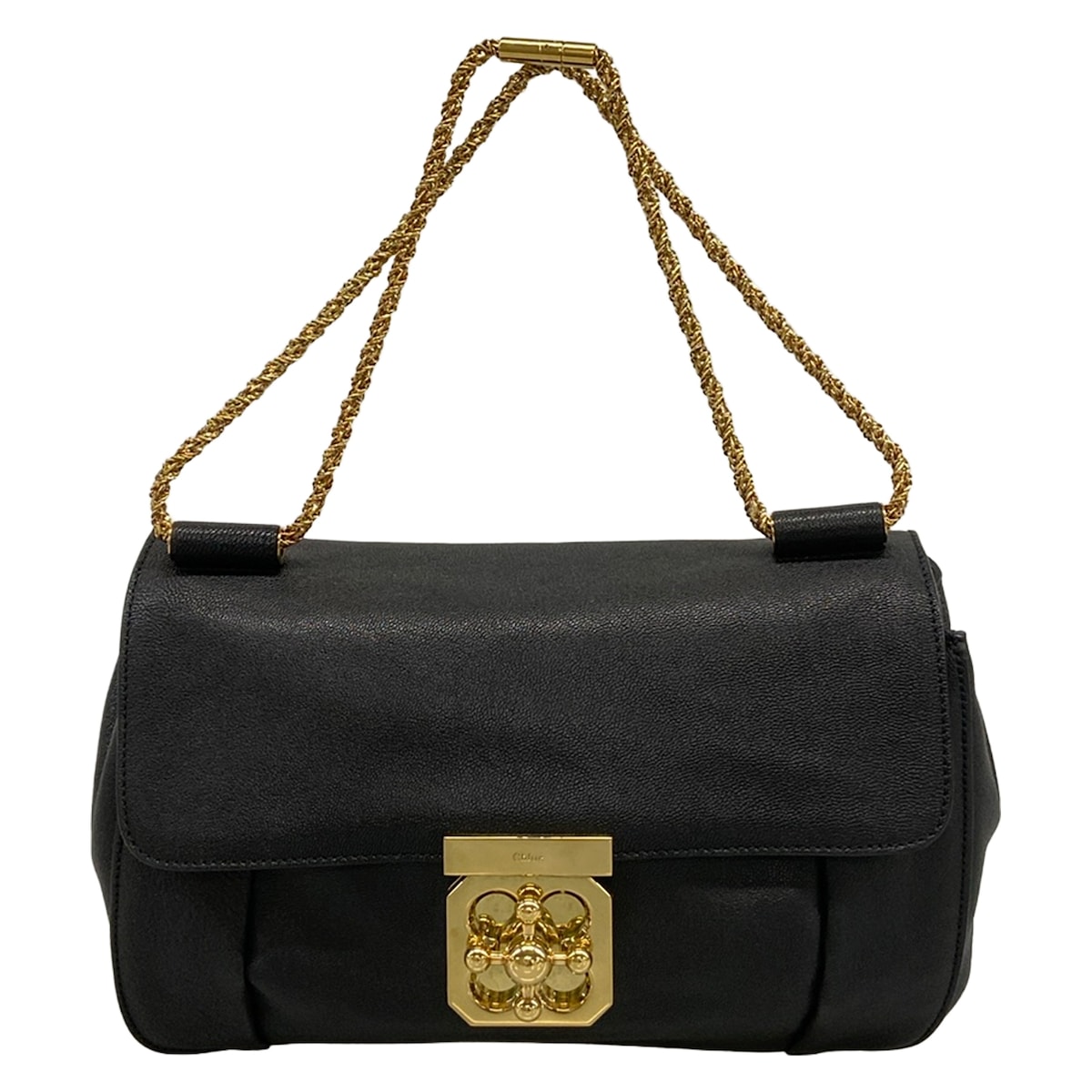 【新着】【中古】Chloe(クロエ) エルシー ショルダーバッグ チェーン店肩肉 黒×ゴールド なめし革