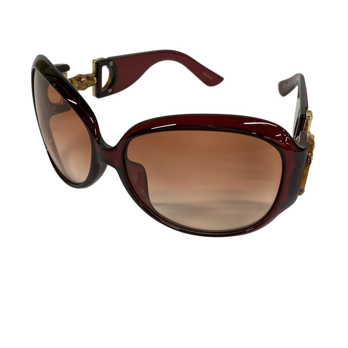 【新着】【中古】GUCCI(グッチ) サングラス バンブー ボルドー×ゴールド×ブラウン