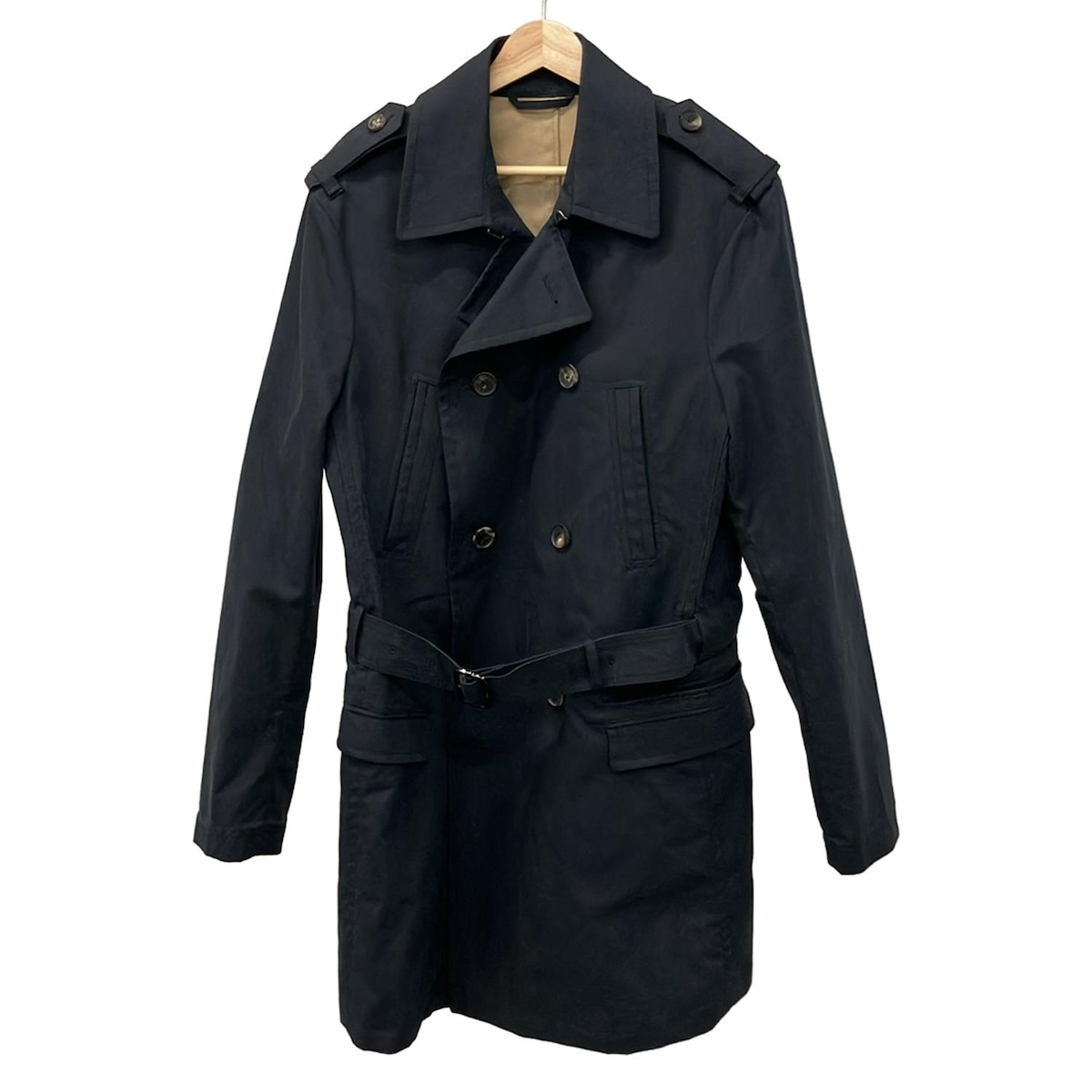 【新着】【中古】FERRAGAMO/SalvatoreFerragamo(サルバトーレフェラガモ) トレンチコート 春・秋物 ダークネイビー