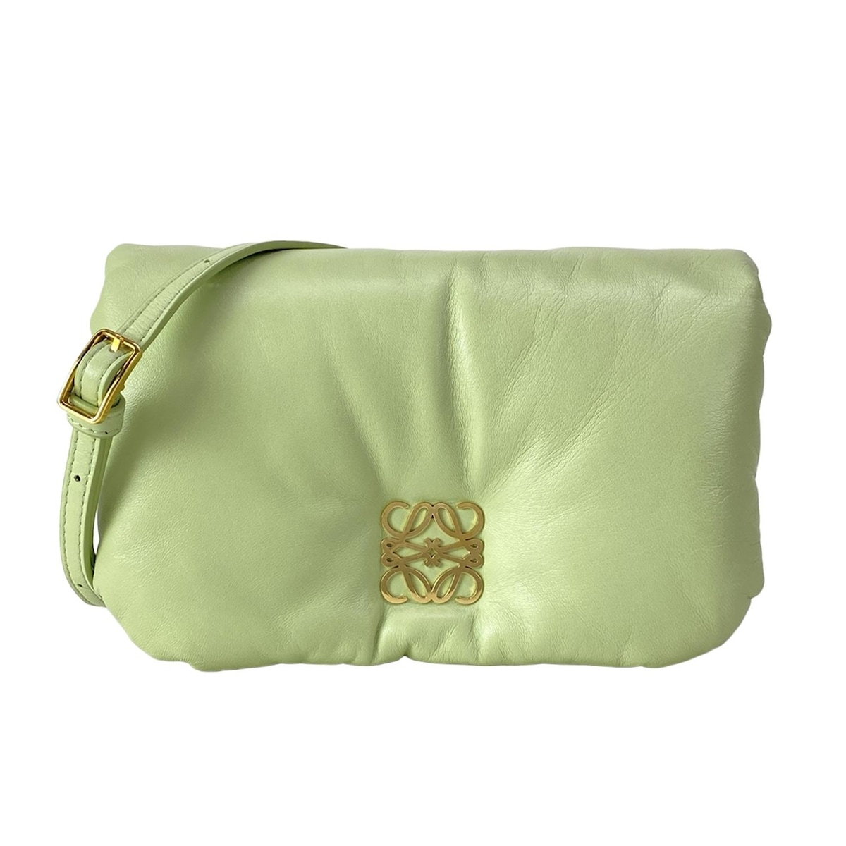 【新着】【中古】LOEWE(ロエベ) ゴヤ パファー ミニ ショルダーバッグ ストラップ着脱可/ミニバッグ ライトグリーン レザー