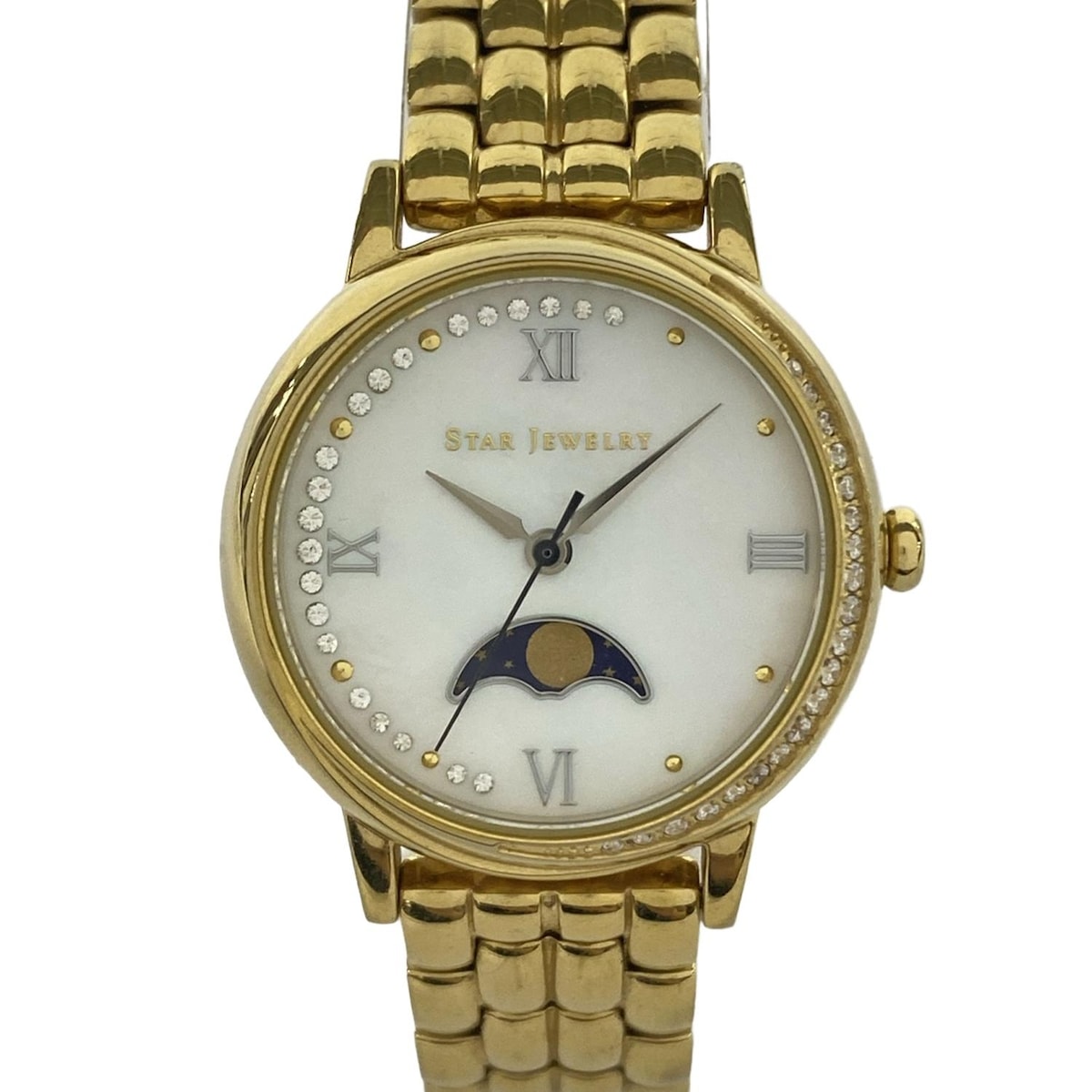 【新着】【中古】STAR JEWELRY(スタージュエリー) MOON SHOT 腕時計 ラインストーン ホワイトシェル