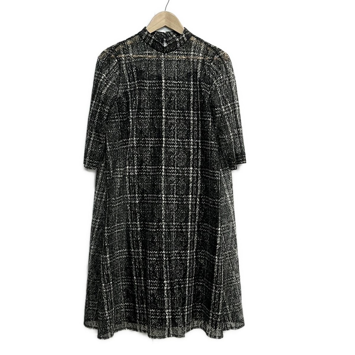 【新着】【中古】CELFORD(セルフォード) ワンピース 半袖/ひざ丈/レース/インナー着脱可 黒×白