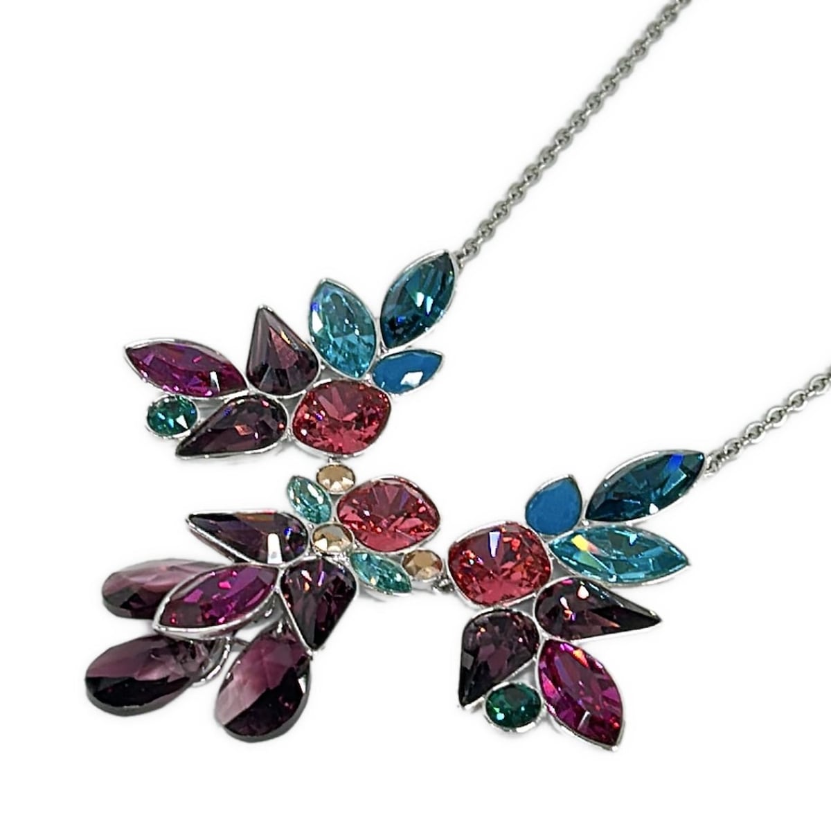 【新着】【中古】SWAROVSKI(スワロフスキー) ネックレス パープル×シルバー×マルチ