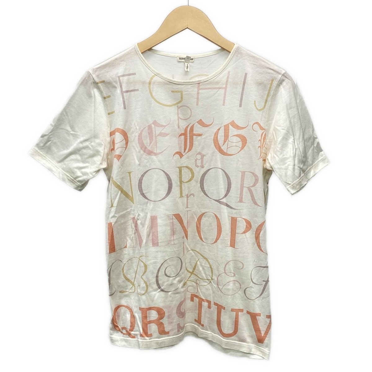 【新着】【中古】HERMES(エルメス) 半袖Tシャツ アイボリー×オレンジ×マルチ