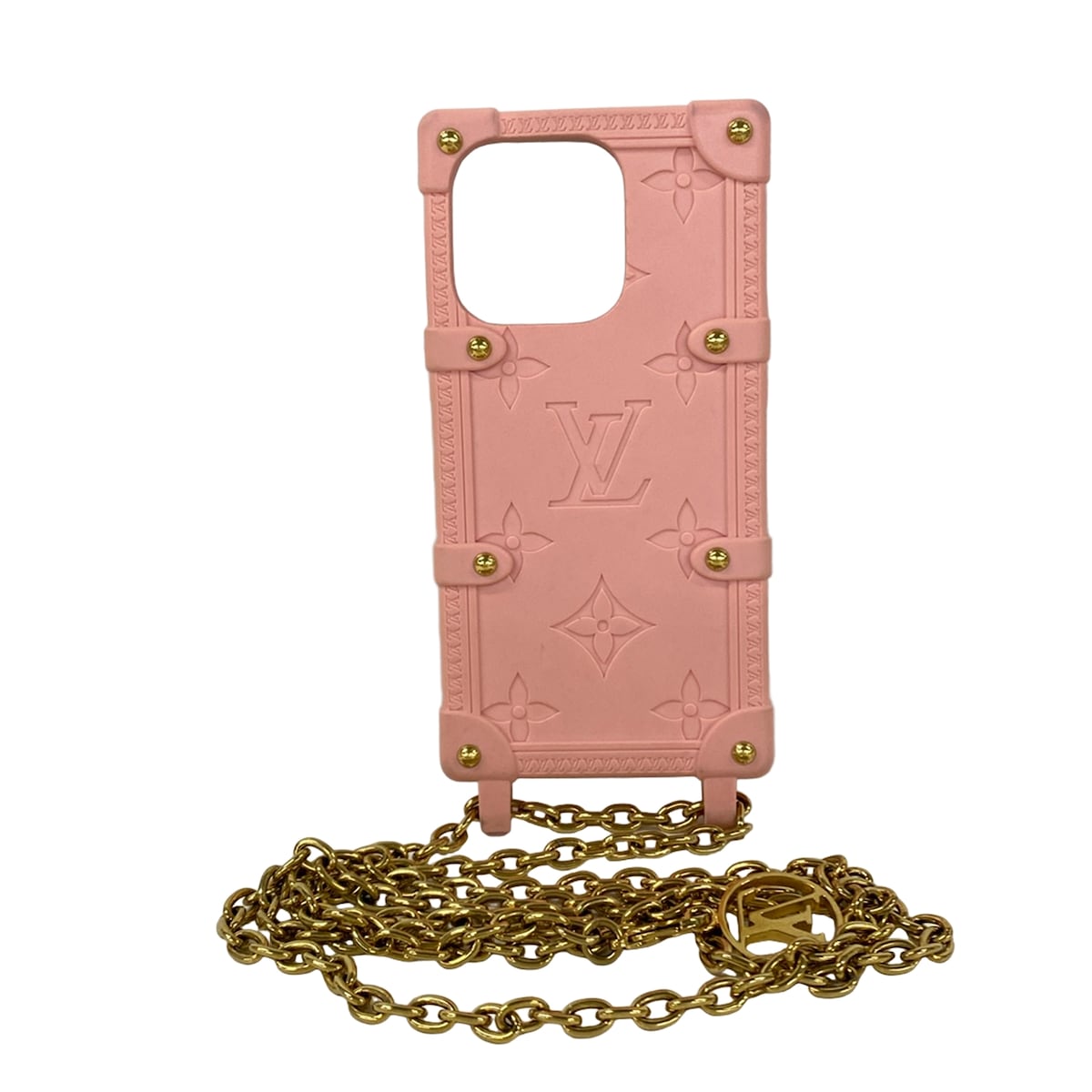 【中古】LOUIS VUITTON(ルイヴィトン) リトランクIPHONE14PRO 持ちはこぶ電話を掛ける入れもの iPhone入れもの/チェーンストラップ モチサクラ色