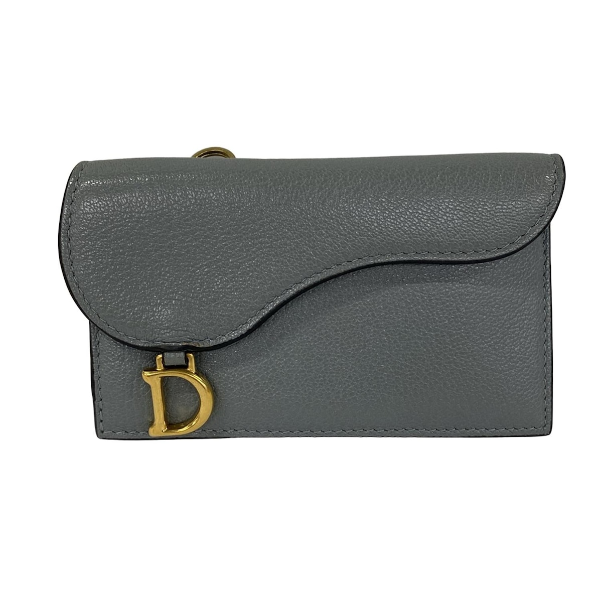 【新着】【中古】DIOR/ChristianDior(ディオール/クリスチャンディオール) サドル カードケース コインケース付き ライトブルー レザー