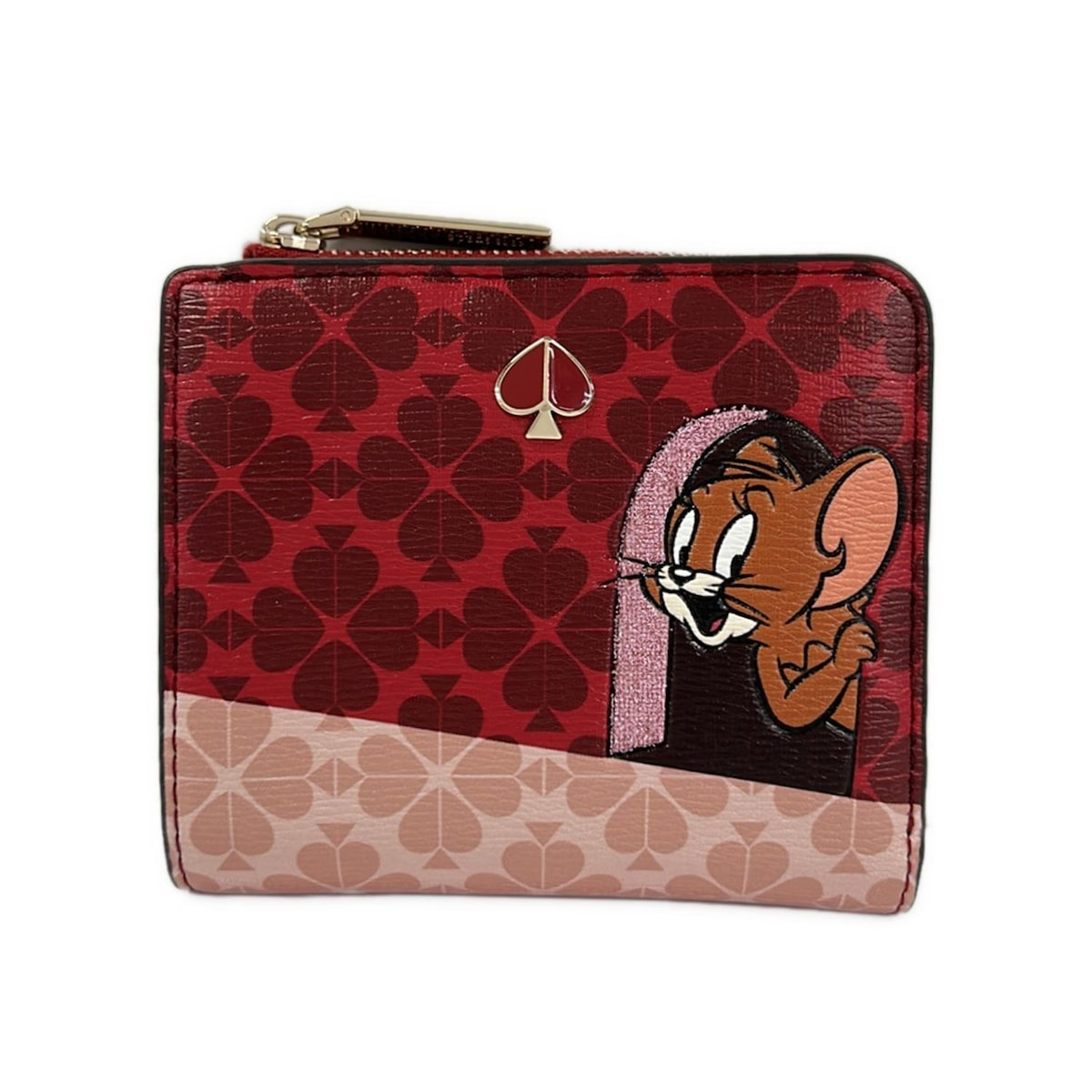 【新着】【中古】Kate spade(ケイトスペード) 2つ折り財布 トムとジェリー ボルドー×ライトピンク×マルチ レザー