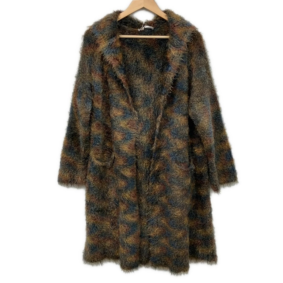 【新着】【中古】CIVIDINI(チヴィディーニ) コート 長袖/モヘヤ混/秋 カーキ×ブラウン×マルチ