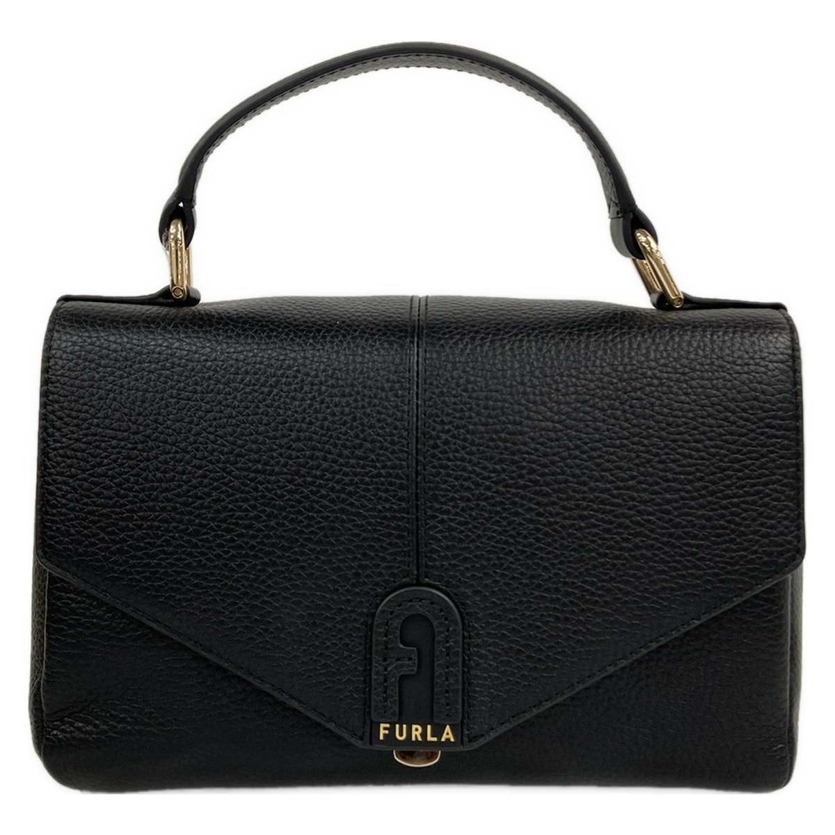 【新着】【中古】FURLA(フルラ) ハンドバッグ 黒 レザー