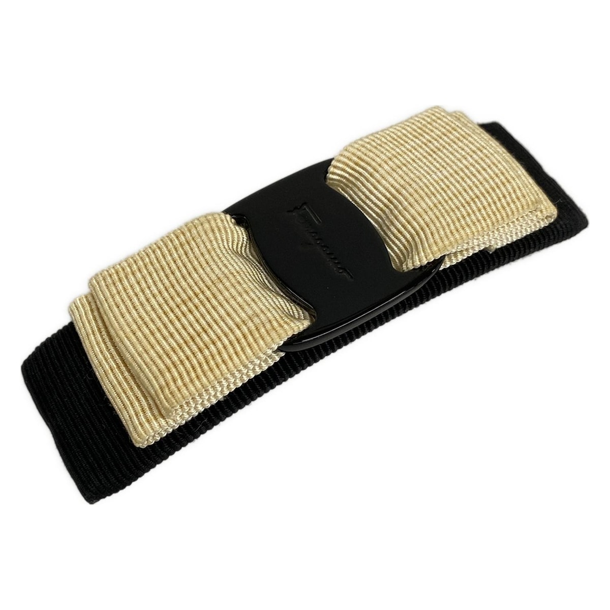 【新着】【中古】FERRAGAMO/SalvatoreFerragamo(サルバトーレフェラガモ) ヴァラ バレッタ 黒×ベージュ