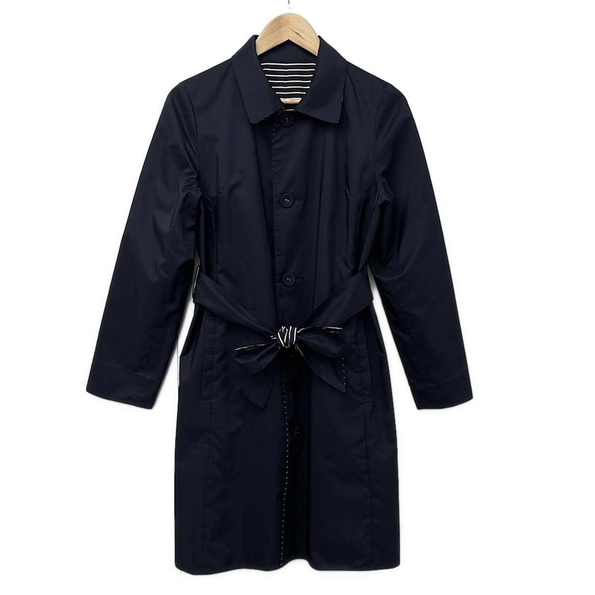 【新着】【中古】Leilian(レリアン) コート 長袖/リバーシブル/春/秋 ネイビー×白