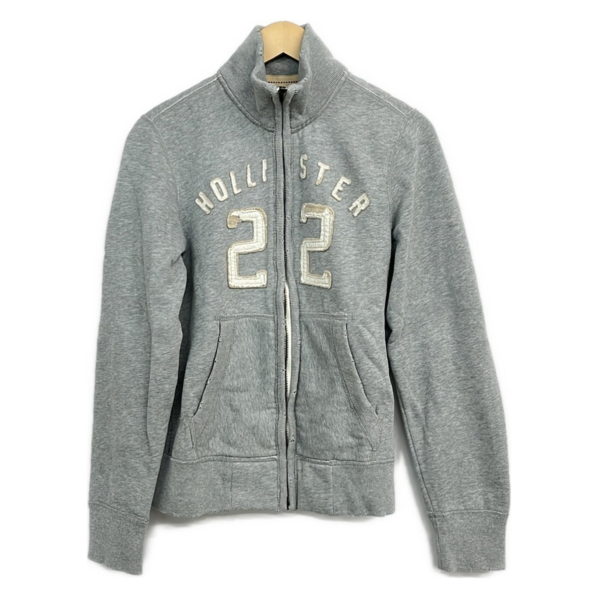 【新着】【中古】Hollister(ホリスター) ブルゾン 長袖/ダメージ加工/ジップアップ/春/秋 グレー