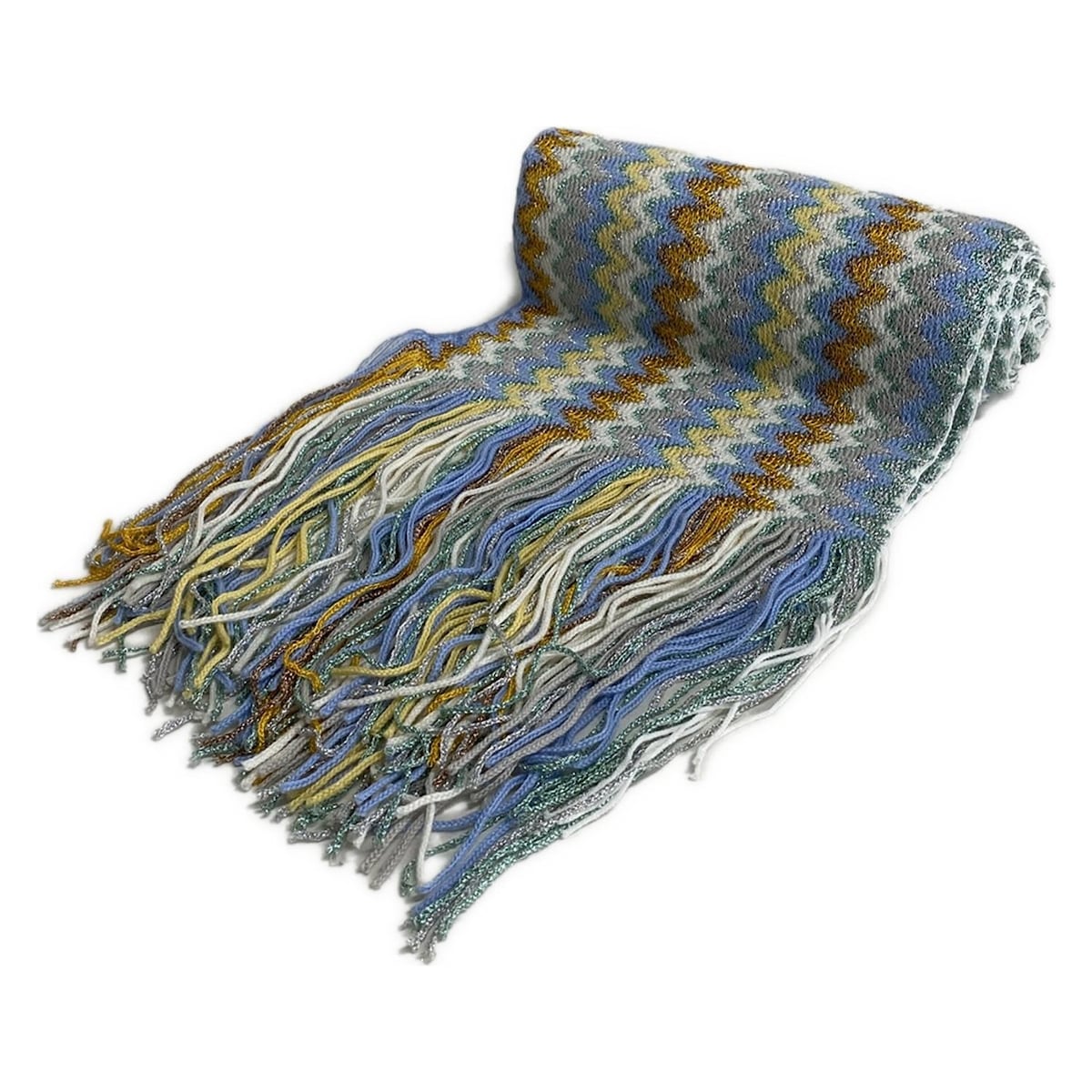 【新着】【中古】MISSONI(ミッソーニ) ストール(ショール) ラメ ライトブルー×ライトグレー×マルチ ウール
