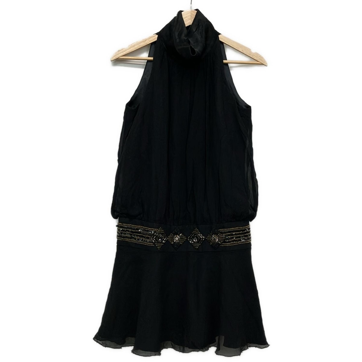 【新着】【中古】GRACE CONTINENTAL(グレースコンチネンタル) ワンピース ノースリーブ/ミニ/スパンコール/ビーズ 黒