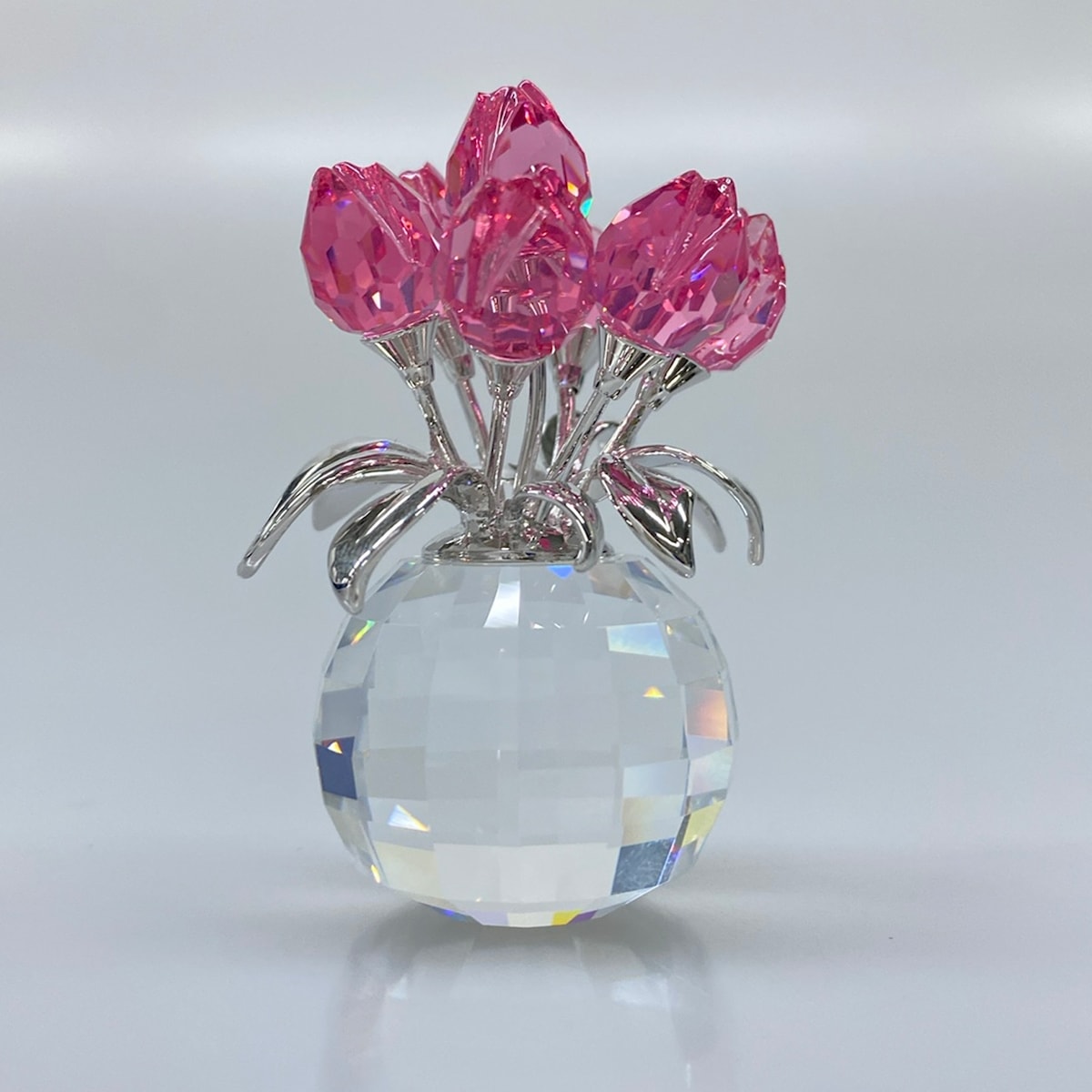 【新着】【中古】SWAROVSKI(スワロフスキー) 小物 置物/チューリップ/フラワー(花) クリア×ピンク×シルバー