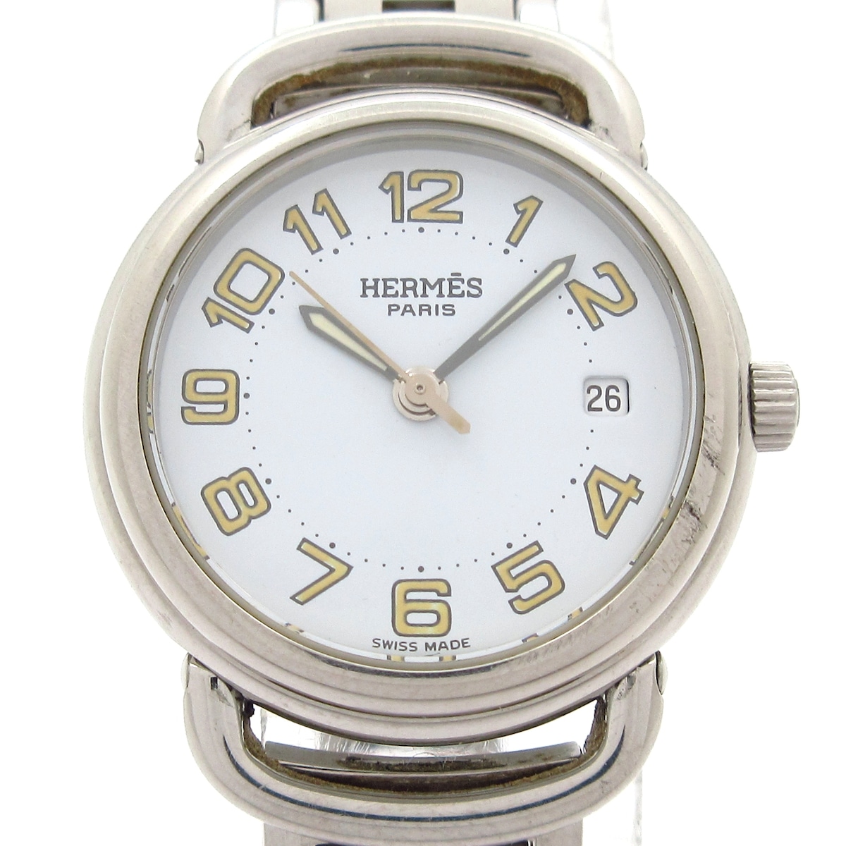 【新着】【中古】HERMES(エルメス) プルマン 腕時計 SS 白 42,694円
