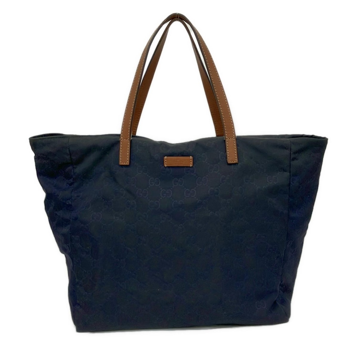 【新着】【中古】GUCCI(グッチ) GG柄 トートバッグ ダークネイビー×ブラウン レザー