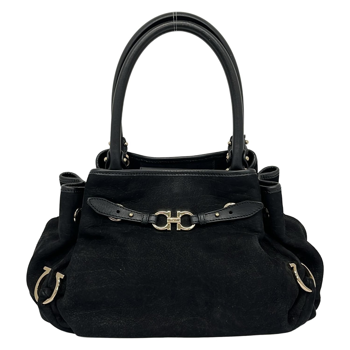 【新着】【中古】FERRAGAMO/SalvatoreFerragamo(サルバトーレフェラガモ) ガンチーニ ハンドバッグ 黒 レザー
