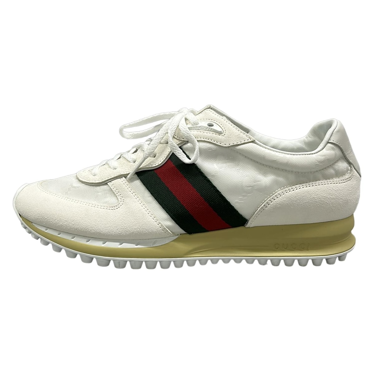 【新着】【中古】GUCCI(グッチ) グッチ リモーション スニーカー シェリーライン 白×レッド×グリーン レザー