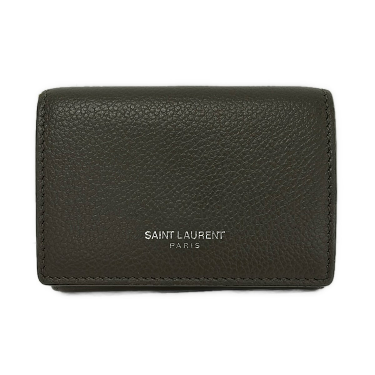 【中古】SAINT LAURENT PARIS(サンローランパリ) タイニー ウォレット 3つ折り札入れ ミニ グレージュ なめし革