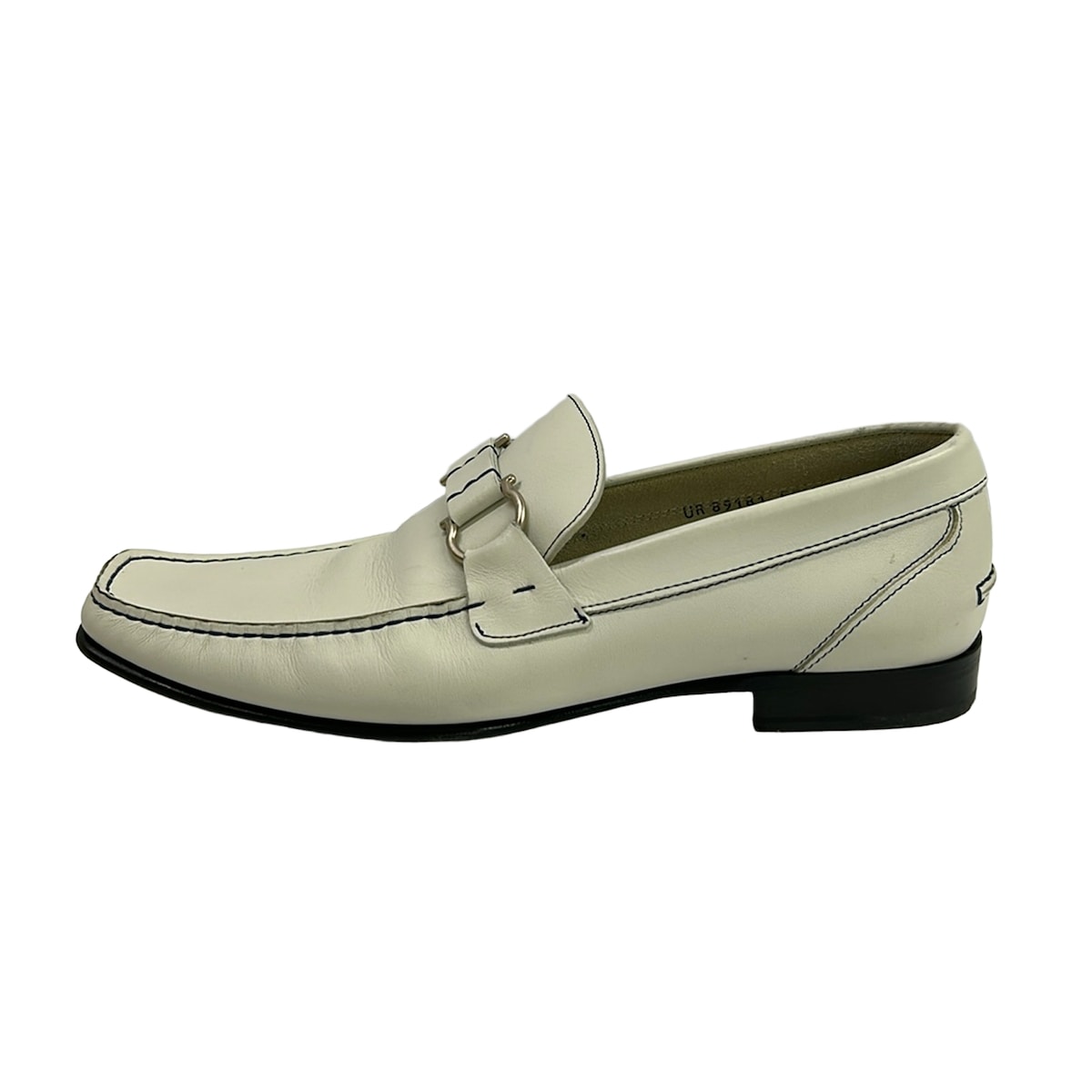 【中古】FERRAGAMO/SalvatoreFerragamo(サルバトーレフェラガモ) ガンチーニ 置き目毛皮 象牙色 なめし革