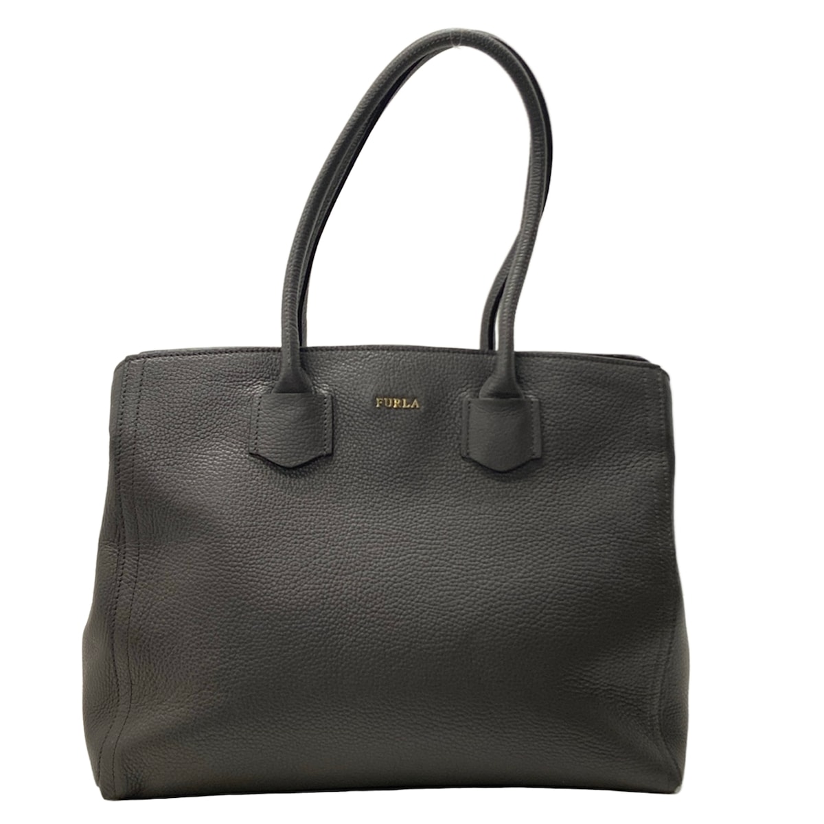 【中古】FURLA(フルラ) ハンドバック うす暗い薄墨色 なめし革