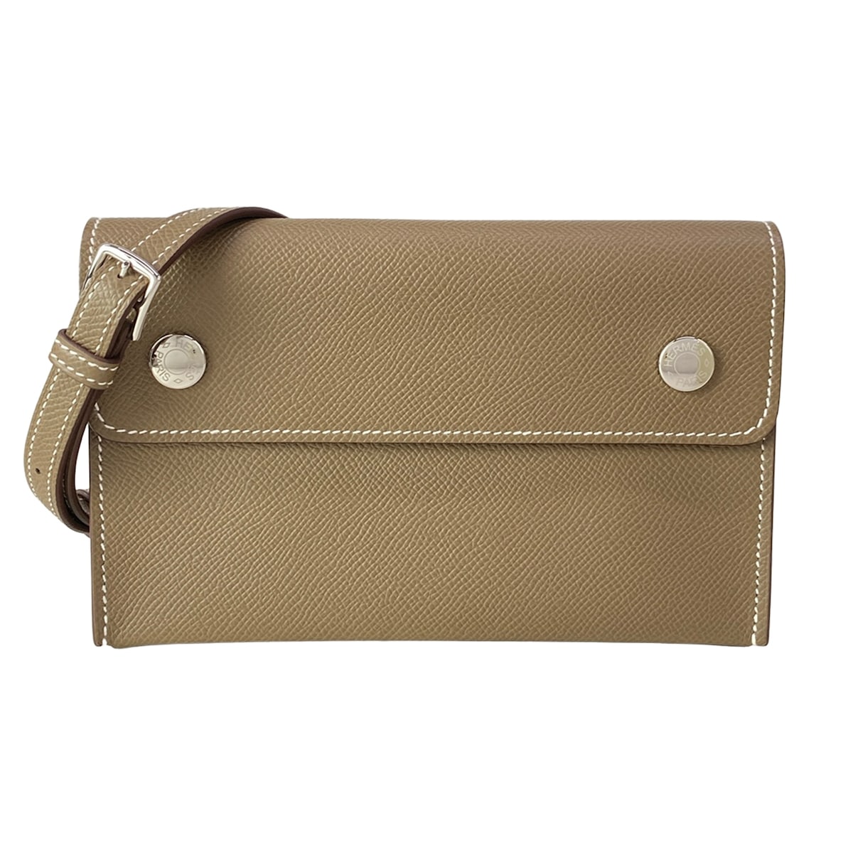 【新着】【中古】HERMES(エルメス) エルメスナップ トゥーゴー 金入れ ショルダーウォレット/しろがね色金具 エトゥープ