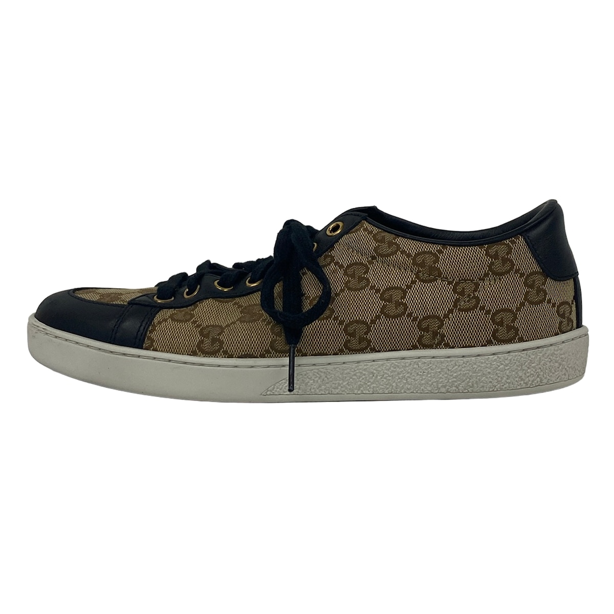 【中古】GUCCI(グッチ) GG柄 スニーカー 大きさ37 1/2 ベージュ×うす暗い赤銅色 なめし革