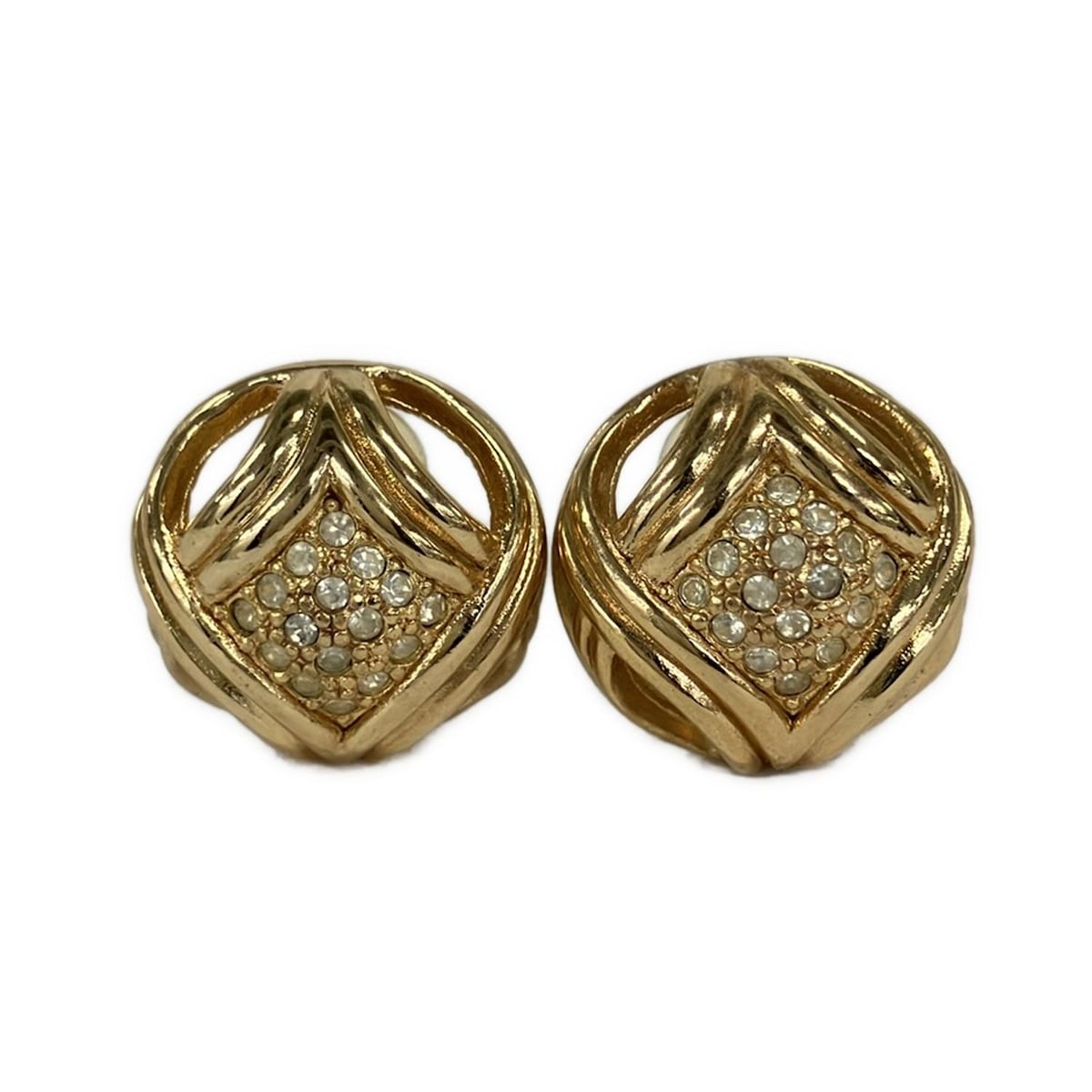 【新着】【中古】DIOR/ChristianDior(ディオール/クリスチャンディオール) イヤリング ラインストーン ゴールド×ラインストーン×クリア