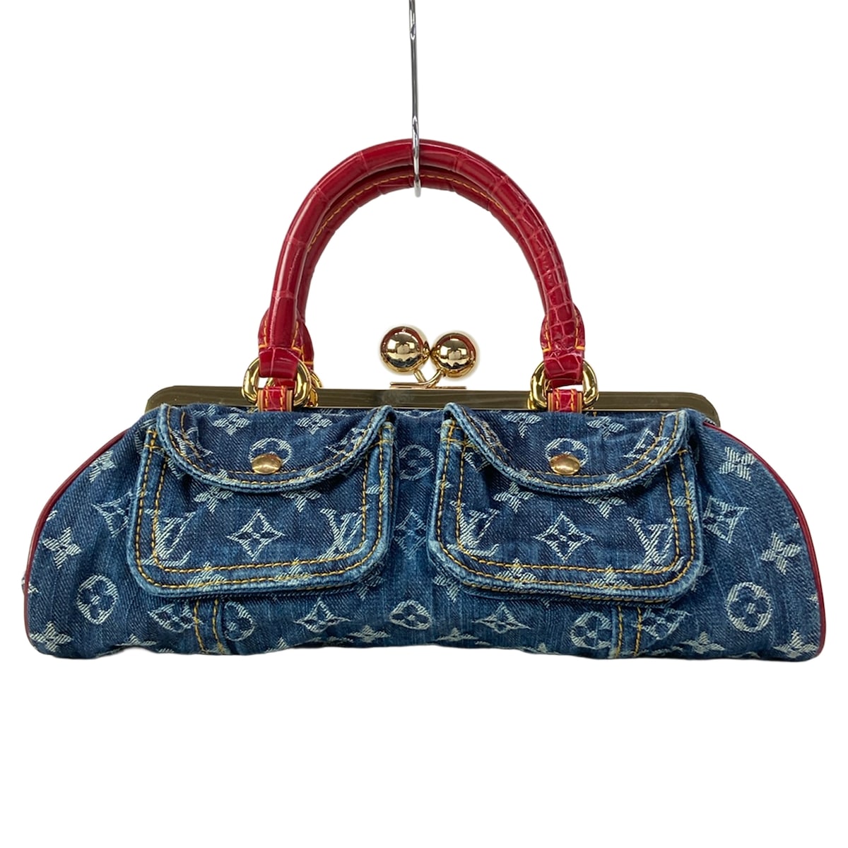 【中古】LOUIS VUITTON(ルイヴィトン) サックフェルモワールGM ハンドバッグ ブルー コットン、レザー｜ブランディア　店