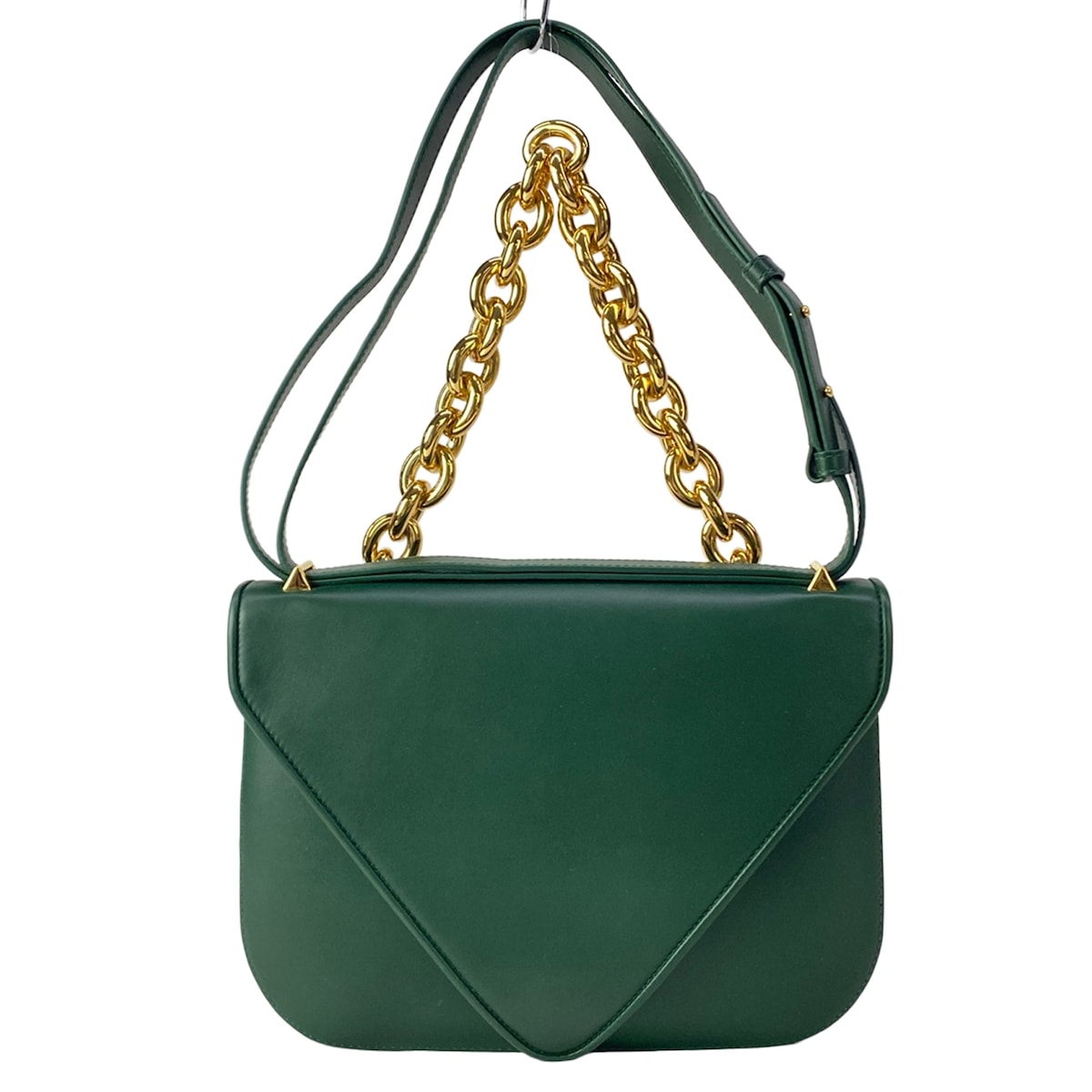 【中古】BOTTEGA VENETA(ボッテガヴェネタ) マウント ショルダーバッグ チェーンハンドル/2way ダークグリーン レザー｜ブランディア　店