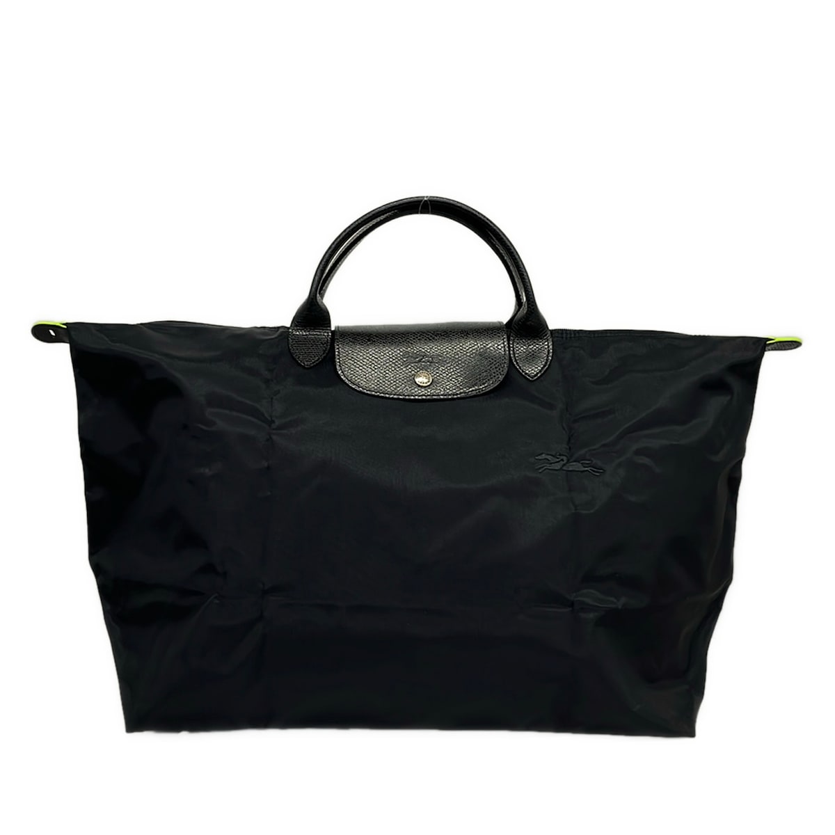【中古】LONGCHAMP(ロンシャン) ハンドバック 折りたたみ 黒 なめし革