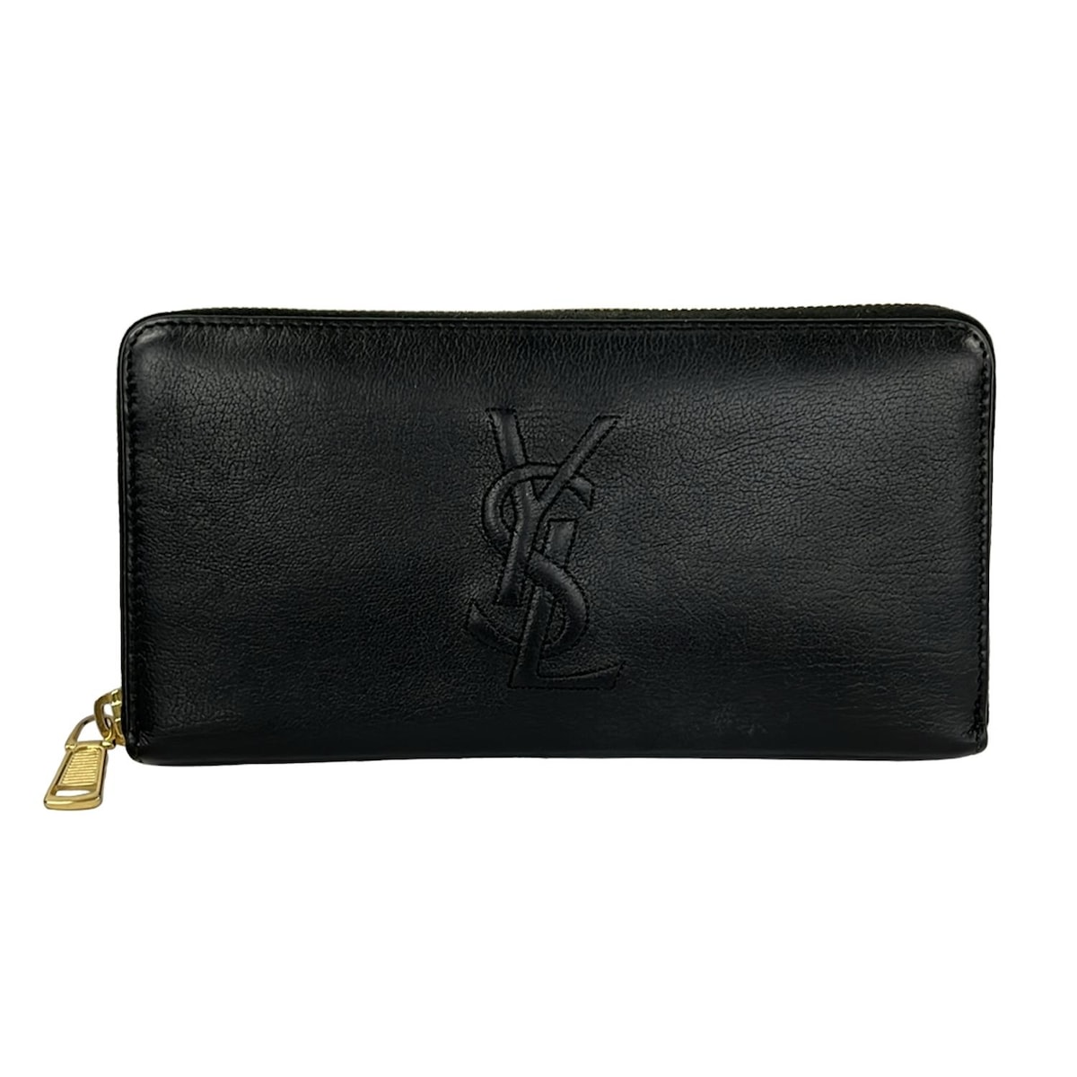【新着】【中古】YvesSaintLaurent(イヴサンローラン) 長財布 ラウンドファスナー 黒 レザー