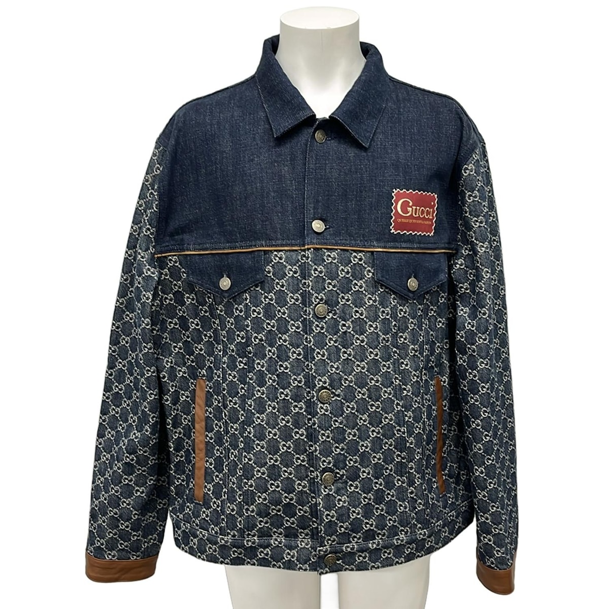 【新着】【中古】GUCCI(グッチ) GGロゴ エコウォッシュド オーガニックデニムジャケット Gジャン 長袖/春・秋物/GG柄 ネイビー コットン