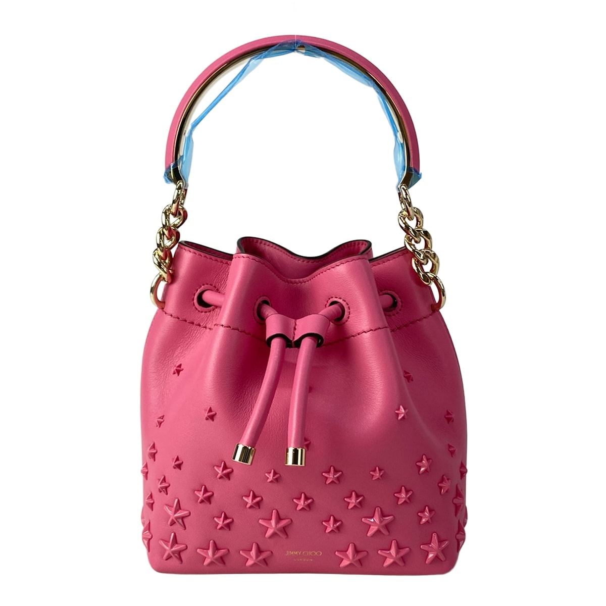 【中古】JIMMY CHOO(ジミーチュウ) ボンボン バケットS ハンドバッグ 2way/スタッズ/スター(星)/巾着型/ホログラムシールあり キャンディピンク|ブランディア 店