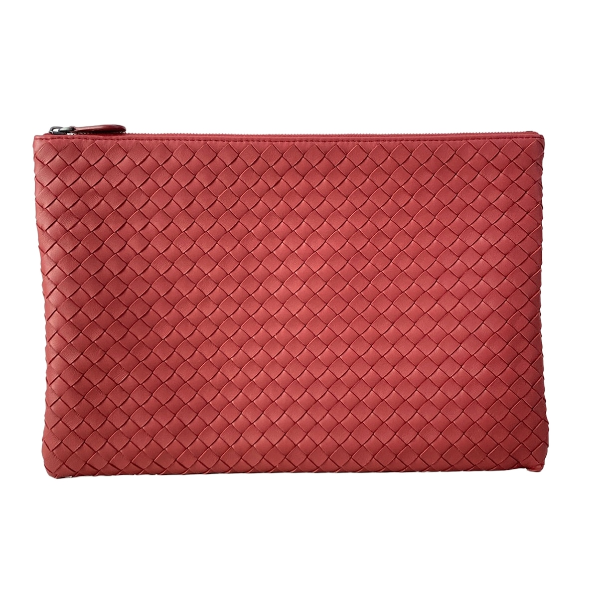 【中古】BOTTEGA VENETA(ボッテガヴェネタ) イントレチャート クラッチペダル御徒面子 ボルドーワイン なめし革