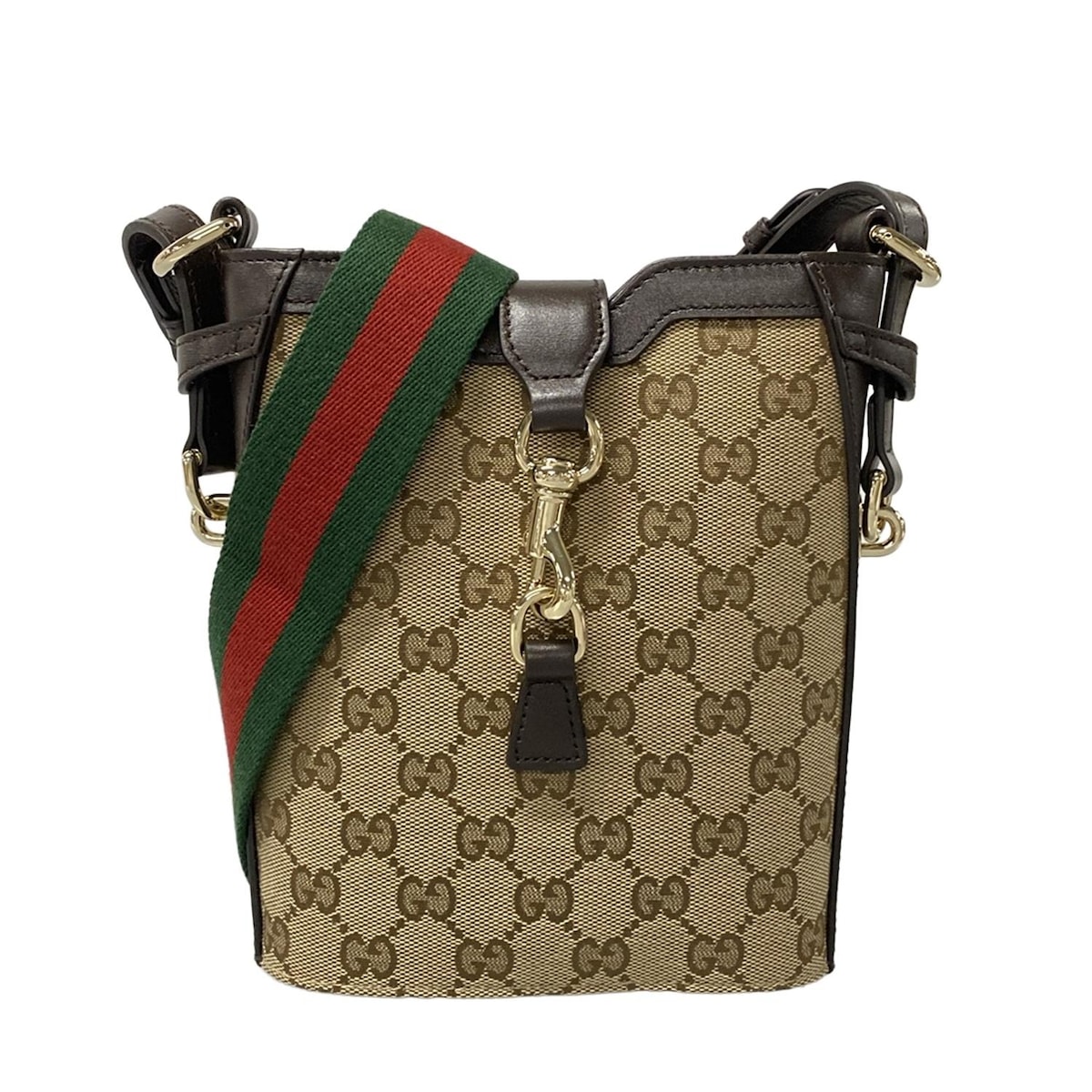 【中古】GUCCI(グッチ) GG柄/シェリー(ウェブ) ショルダーバッグ ミニショルダー ベージュ×ダークブラウン×マルチ レザー