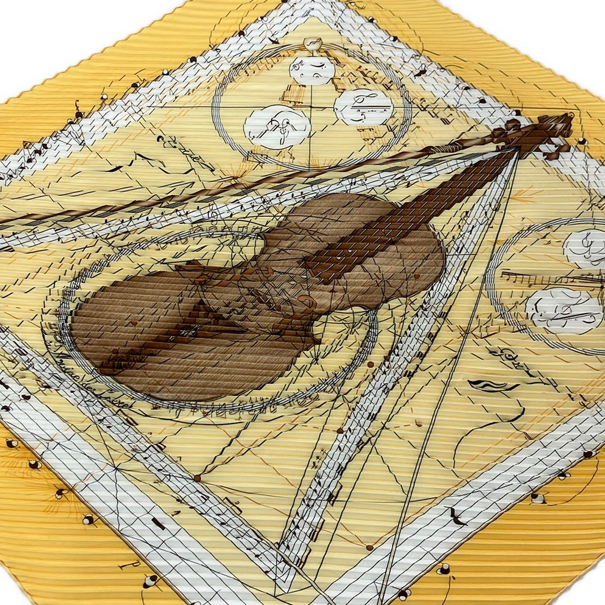 【新着】【中古】HERMES(エルメス) カレプリセ えり巻き La Musique des Spheres(球状体が奏でる快い音) 黄色×赤銅色×マルチ