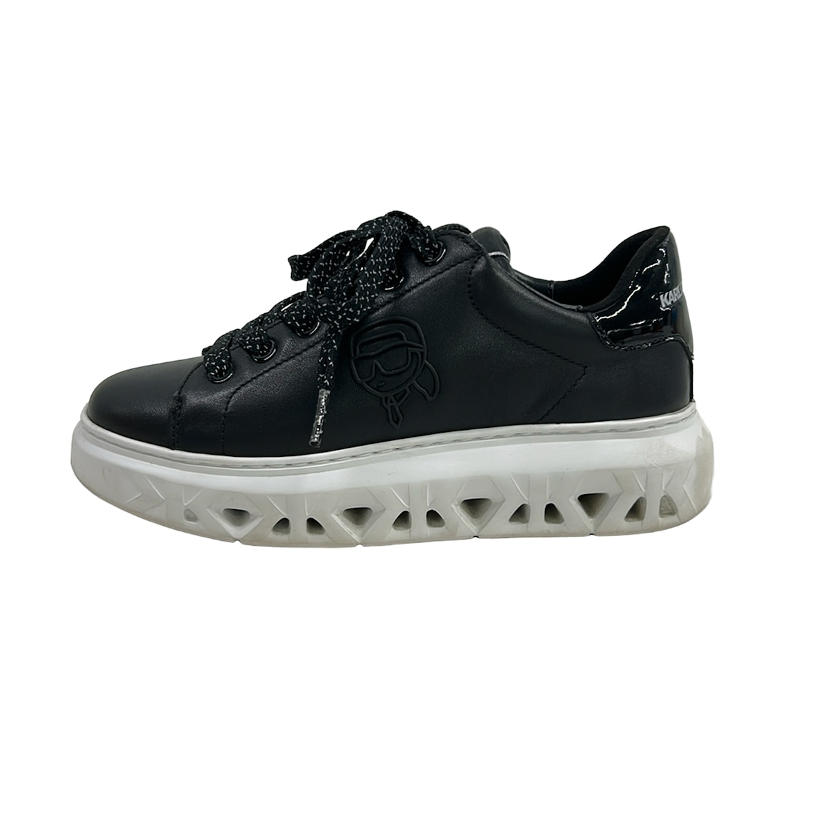 【新着】【中古】KARL LAGERFELD(カールラガーフェルド) スニーカー 黒×白 なめし革