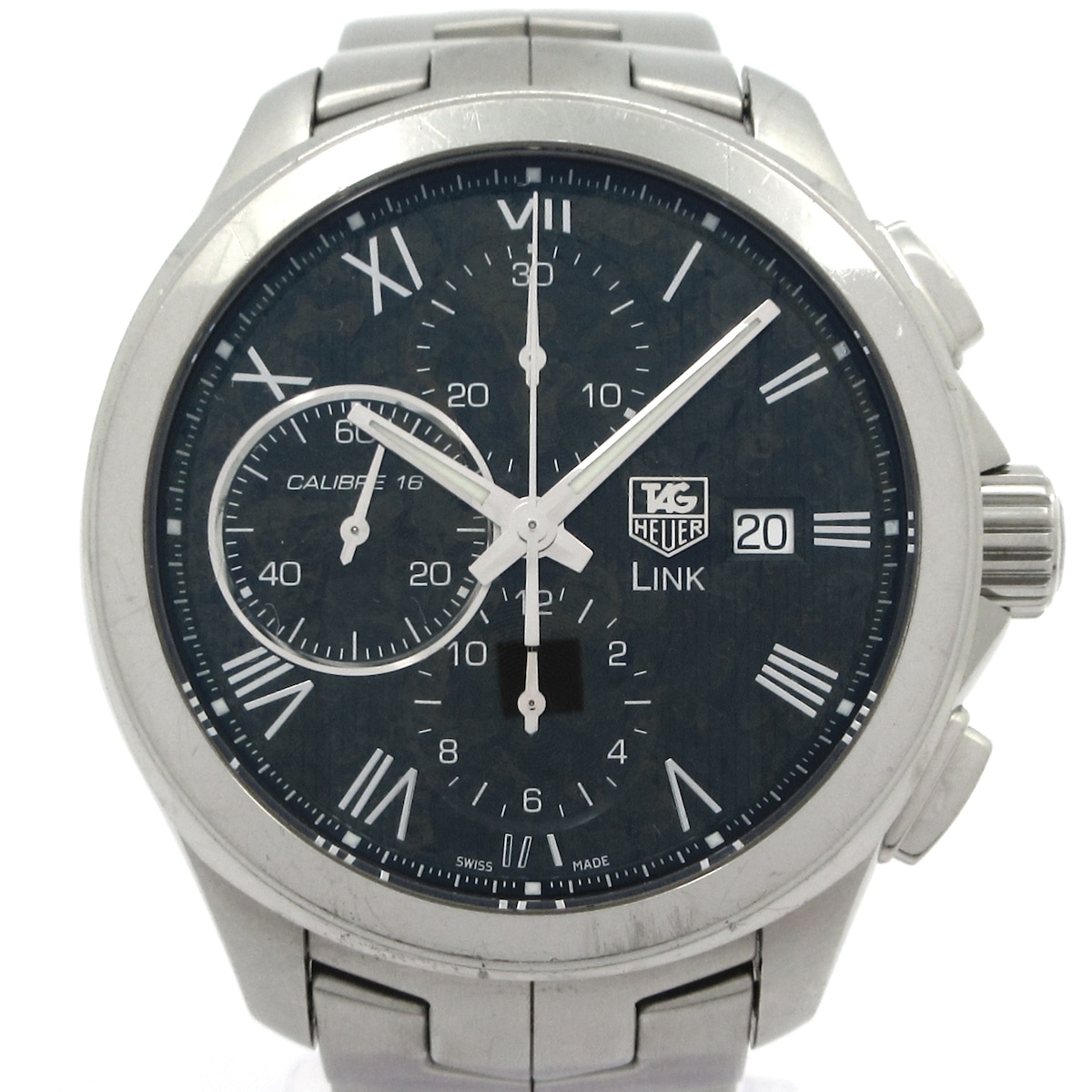 【中古】TAG Heuer(タグホイヤー) 繋がり キャリバー16 ウォッチ クロノグラフ/要OH 黒