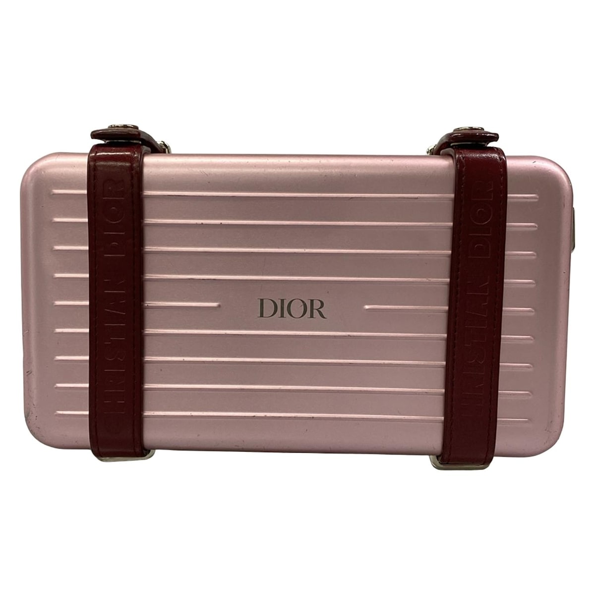 【新着】【中古】DIOR/ChristianDior(ディオール/クリスチャンディオール) ディオール アンド リモワ パーソナルクラッチバッグ クラッチバッグ RIMOWAコラボ ピンク×ボルドー レザー