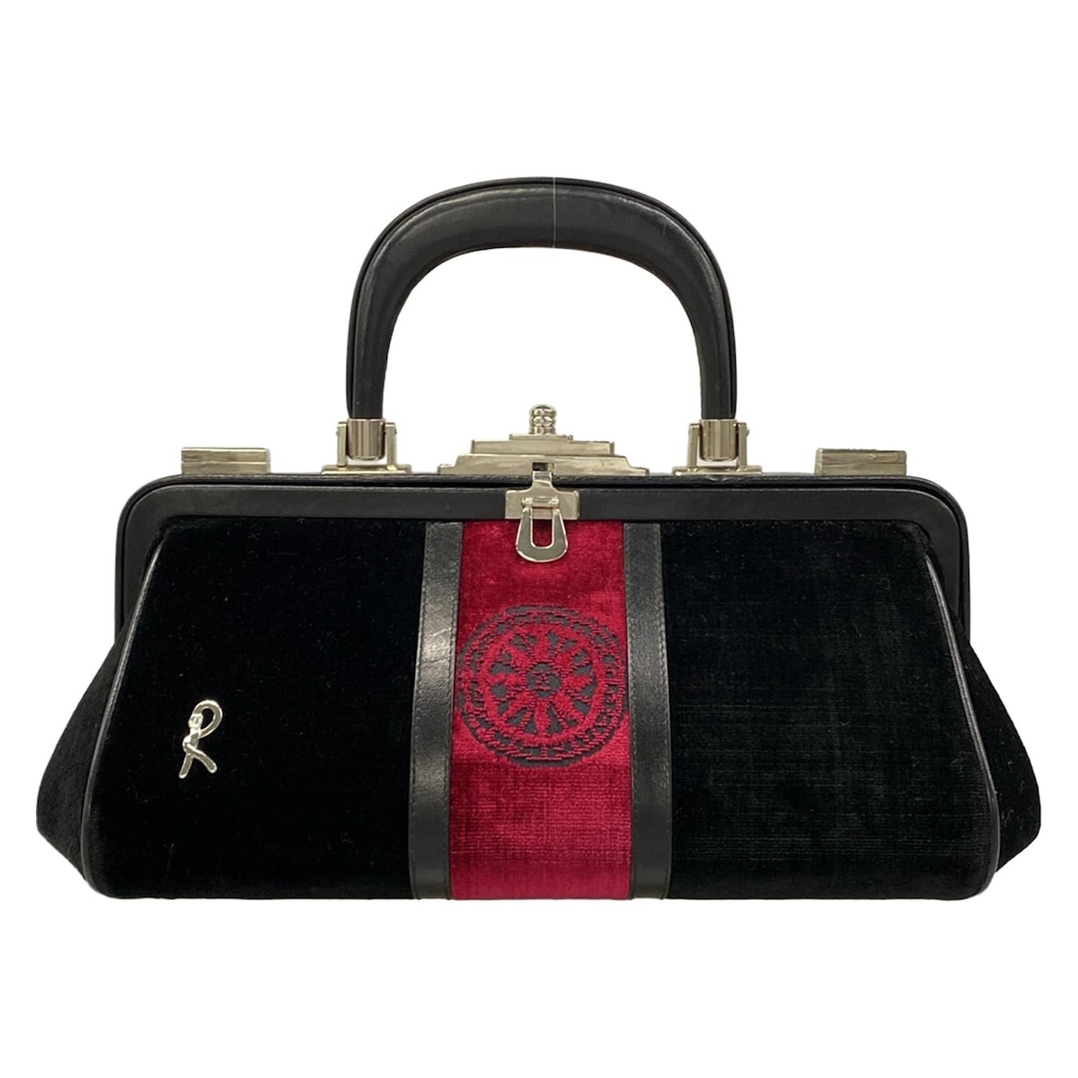 【新着】【中古】Roberta di camerino(ロベルタ ディ カメリーノ) バゴンギ ハンドバッグ 黒×ピンク レザー