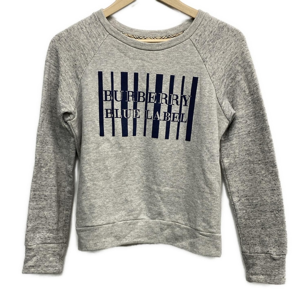 【新着】【中古】Burberry Blue Label(バーバリーブルーレーベル) トレーナー 長袖 ライトグレー×ダークネイビー